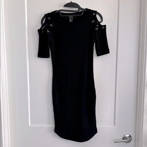 Black Lace Up Cold Shoulder Dress Size M
